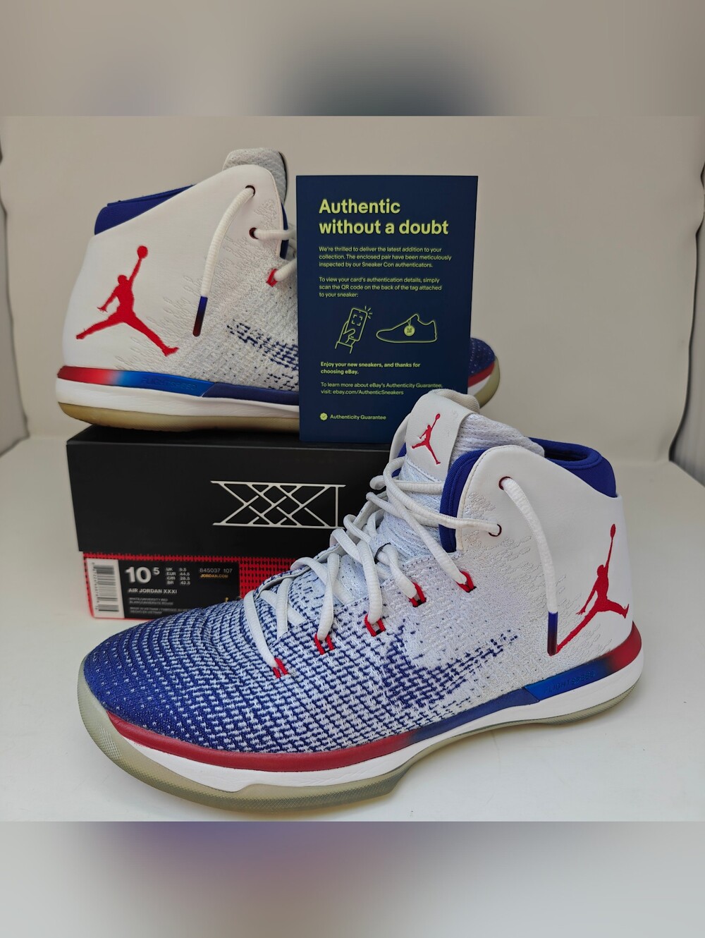 Air Jordan XXXI 31 Olympic 845037-107 White Red Blue Men's Size 10.5